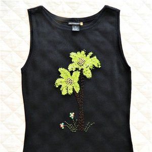 Sweaterworks Sequined Palm Tree Sleeveless Sweater